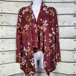 Maurices Burgundy Floral Lace Back Cardigan Women’s Size M Lightweight